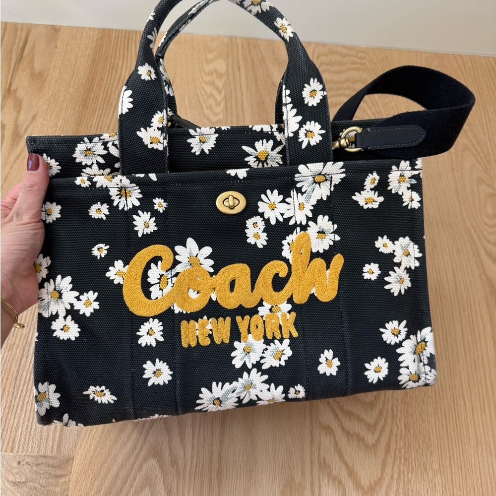 Coach Black and White Daisy Tote Bag